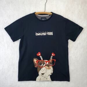 DENIM & FLOWER  "You & Me" Black 'Completely Yours' Graphics T-Shirt Men's Sz M